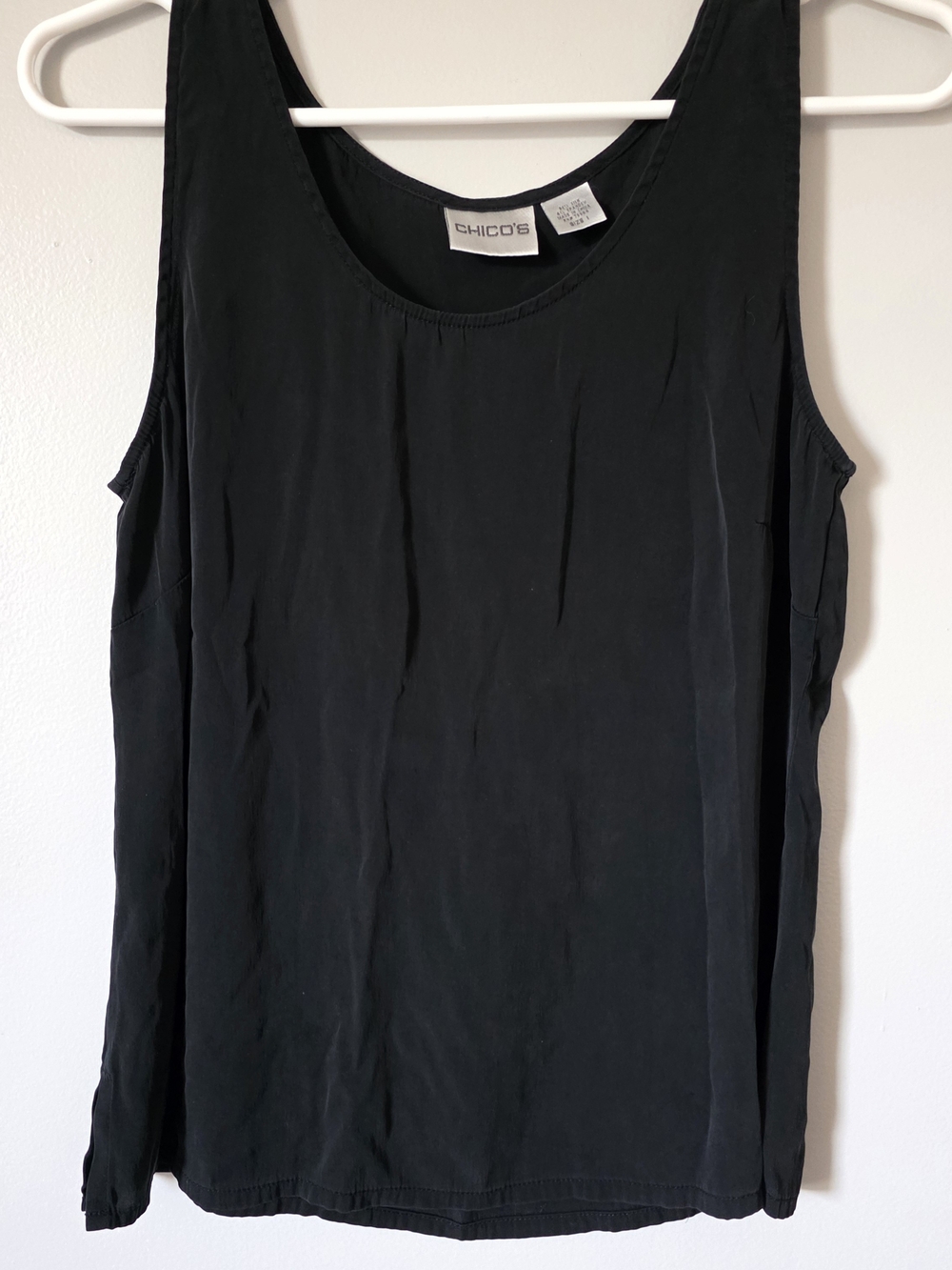 Chico's Black Silk Sleeveless Scoop Neck Women's Tank Medium